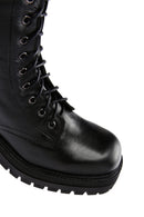 Women's Black Leather Heeled Zippered Boots | Derimod