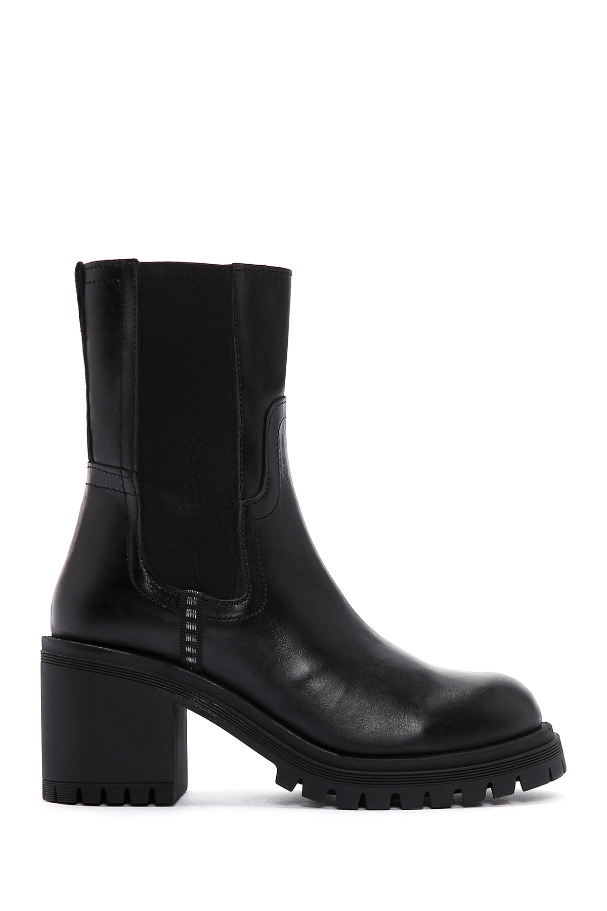 Women's Black Leather Heeled Chelsea Boots 23WFD190518 | Derimod