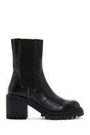 Women's Black Leather Heeled Chelsea Boots | Derimod