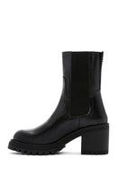 Women's Black Leather Heeled Chelsea Boots | Derimod