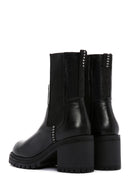 Women's Black Leather Heeled Chelsea Boots | Derimod