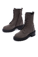 Kadın Gri Nubuk Deri Fermuarlı Postal Bot | Derimod