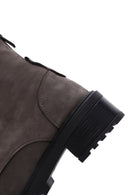 Kadın Gri Nubuk Deri Fermuarlı Postal Bot | Derimod