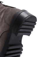 Kadın Gri Nubuk Deri Fermuarlı Postal Bot | Derimod