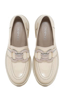 Kadın Bej Deri Rugan Maskülen Loafer | Derimod