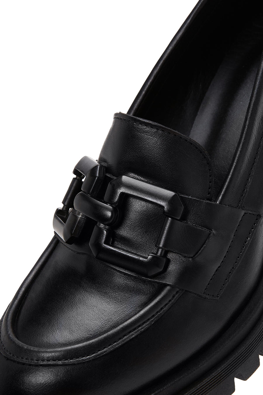 Kadın Siyah Deri Topuklu Loafer