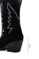 Women's Black Stone Leather Cowboy Boots | Derimod