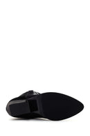 Women's Black Stone Leather Cowboy Boots | Derimod