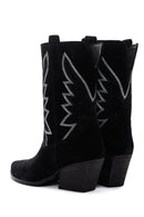 Women's Black Stone Leather Cowboy Boots | Derimod