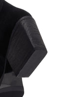 Women's Black Stone Leather Cowboy Boots | Derimod