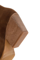 Women's Brown Stone Leather Cowboy Boots | Derimod