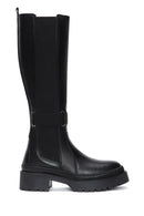 Women's Black Leather Buckle Boots | Derimod