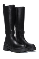 Women's Black Leather Buckle Boots | Derimod