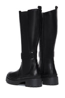 Women's Black Leather Buckle Boots | Derimod