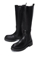 Women's Black Leather Buckle Boots | Derimod