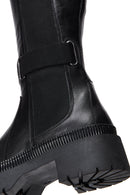 Women's Black Leather Buckle Boots | Derimod