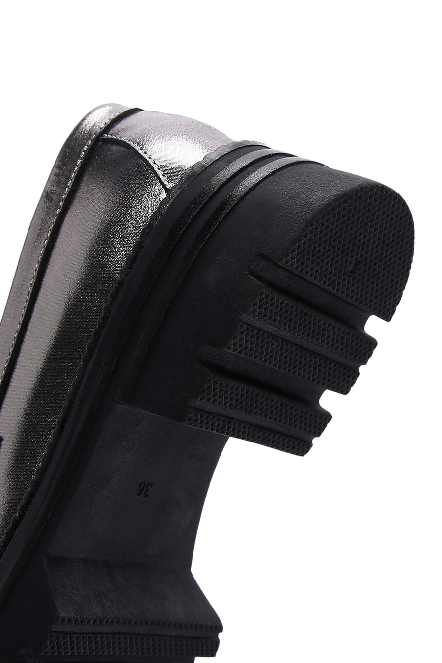 Kadın Gümüş Deri Tokalı Casual Loafer