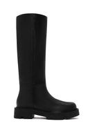 Women's Black Thick Soled Zippered Casual Leather Boots | Derimod
