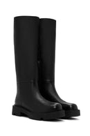 Women's Black Thick Soled Zippered Casual Leather Boots | Derimod