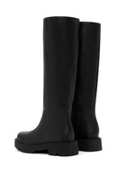 Women's Black Thick Soled Zippered Casual Leather Boots | Derimod