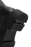 Women's Black Thick Soled Zippered Casual Leather Boots | Derimod