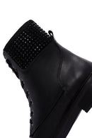 Women's Black Leather Stone Boots | Derimod