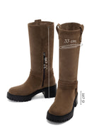 Kadın Taba Kısa Topuklu Süet Deri Çizme | Derimod