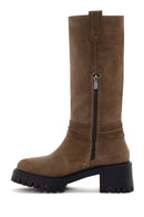 Kadın Taba Kısa Topuklu Süet Deri Çizme | Derimod