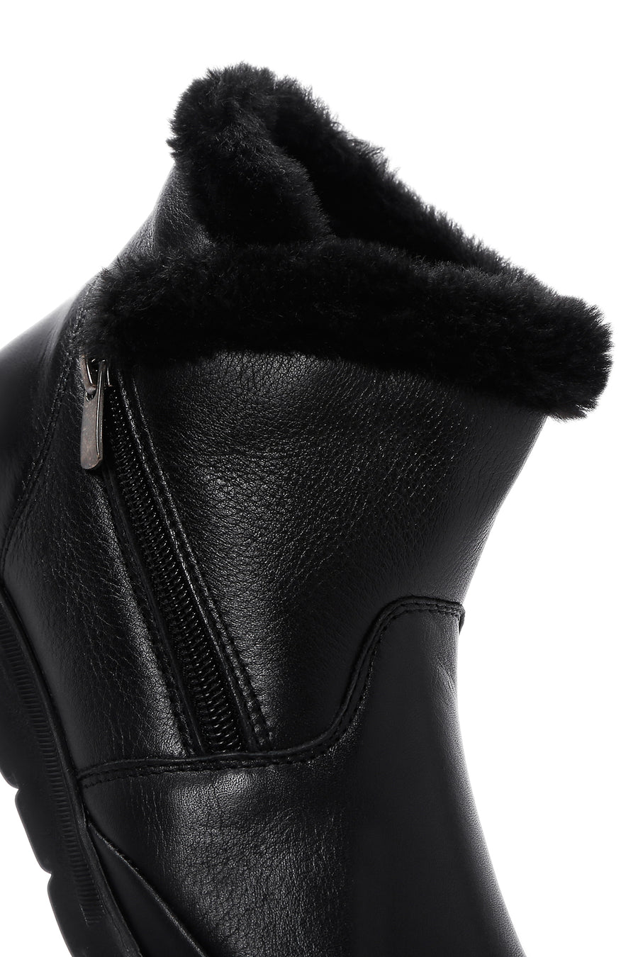 Women's Black Leather Zippered Boots