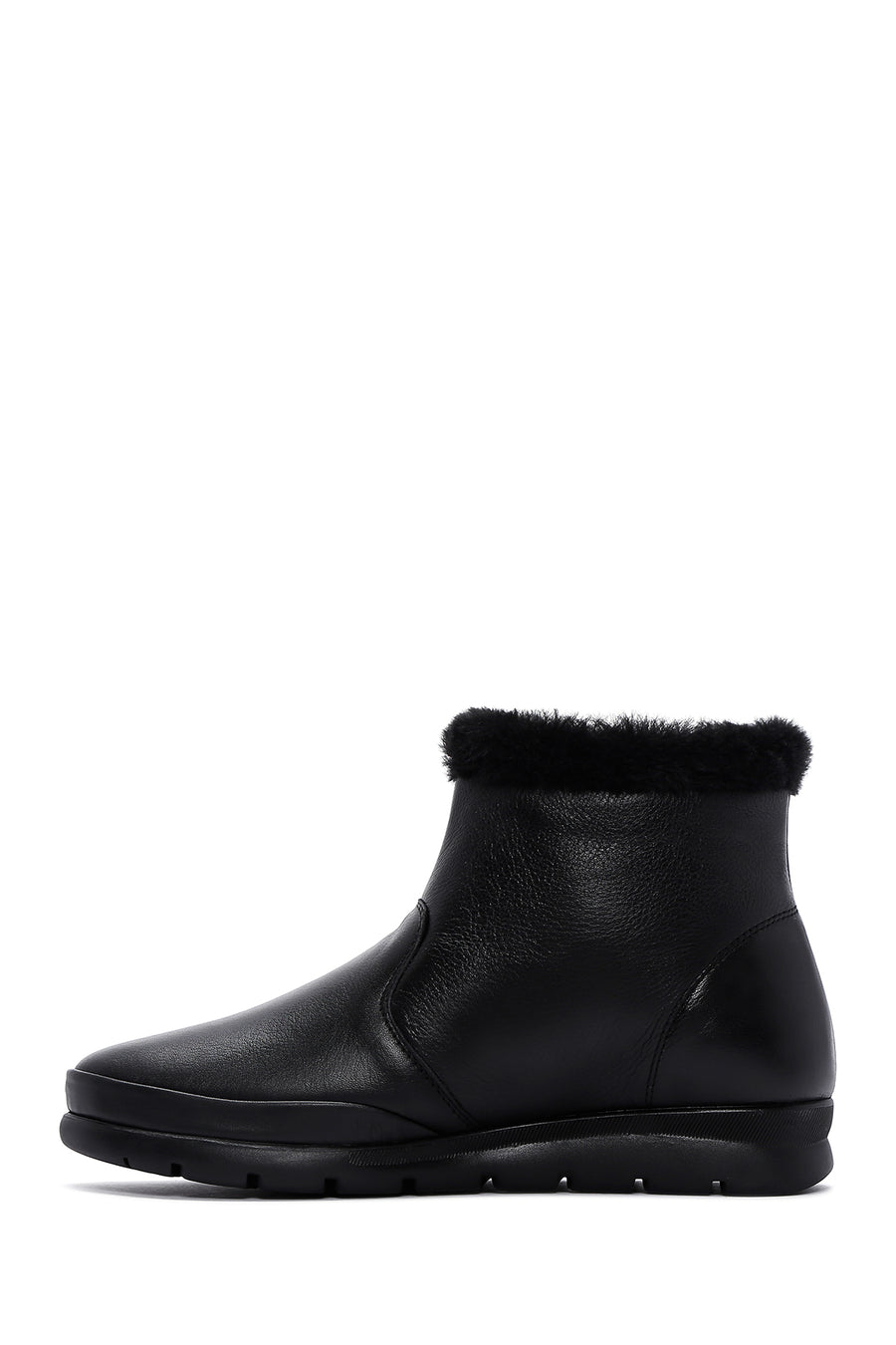 Women's Black Leather Zippered Boots