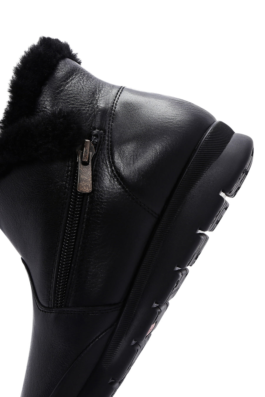 Women's Black Leather Zippered Boots