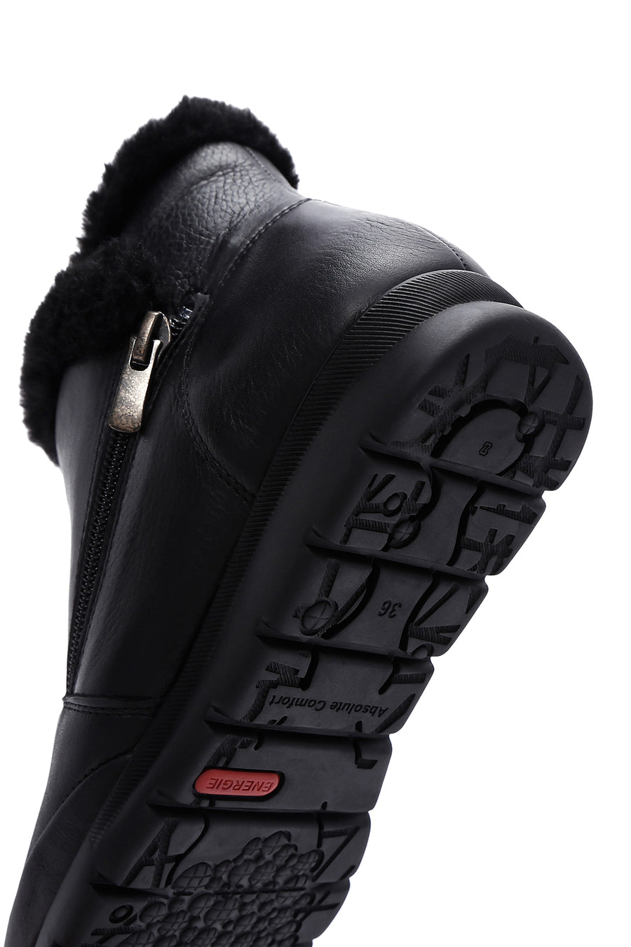 Women's Black Leather Zippered Boots