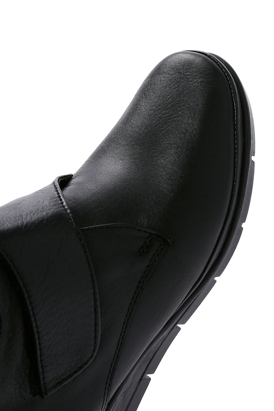 Women's Black Leather Wedge Heeled Boots