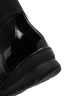 Women's Black Zippered Wedge Heeled Casual Leather Boots | Derimod