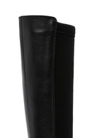 Women's Black Zippered Wedge Heeled Casual Leather Boots | Derimod