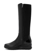 Women's Black Zippered Wedge Heeled Casual Leather Boots | Derimod