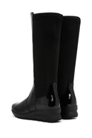 Women's Black Zippered Wedge Heeled Casual Leather Boots | Derimod