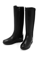 Women's Black Zippered Wedge Heeled Casual Leather Boots | Derimod