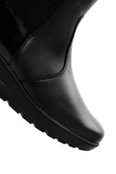 Women's Black Zippered Wedge Heeled Casual Leather Boots | Derimod