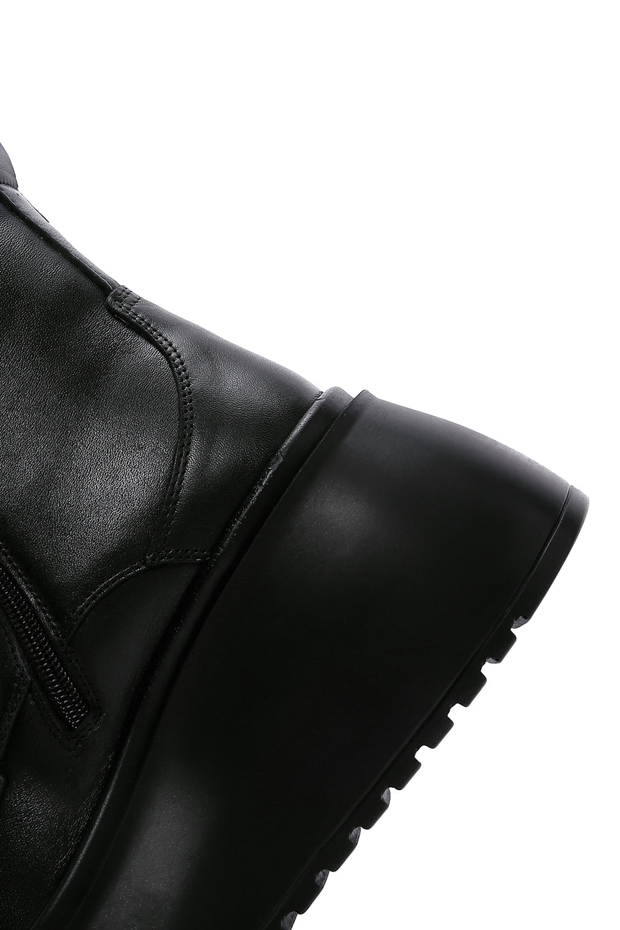 Women's Black Leather Platform Boots