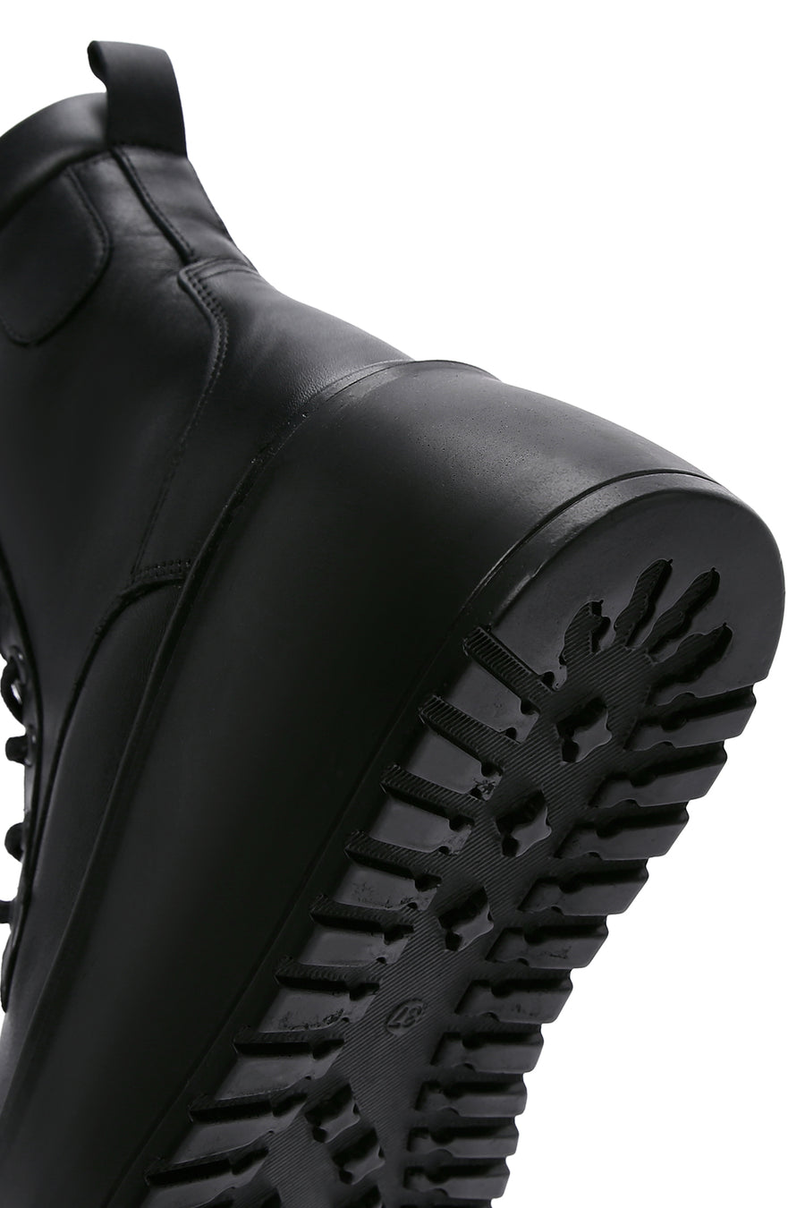 Women's Black Leather Platform Boots