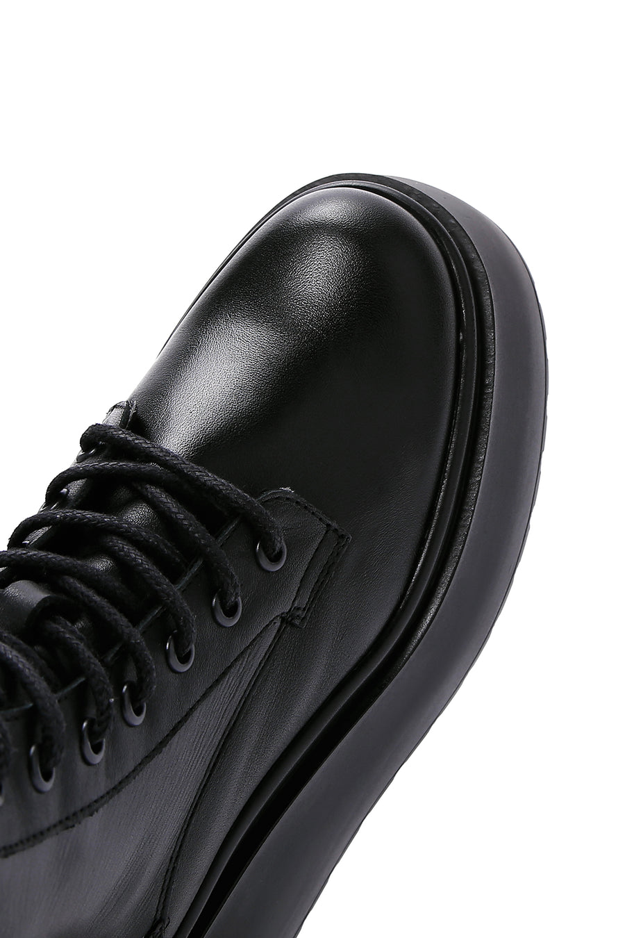Women's Black Leather Platform Boots