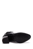 Kadın Siyah Deri Tokalı Topuklu Bot | Derimod