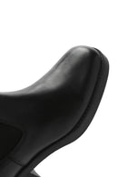 Women's Black Thick Heeled Leather Chelsea Boots | Derimod
