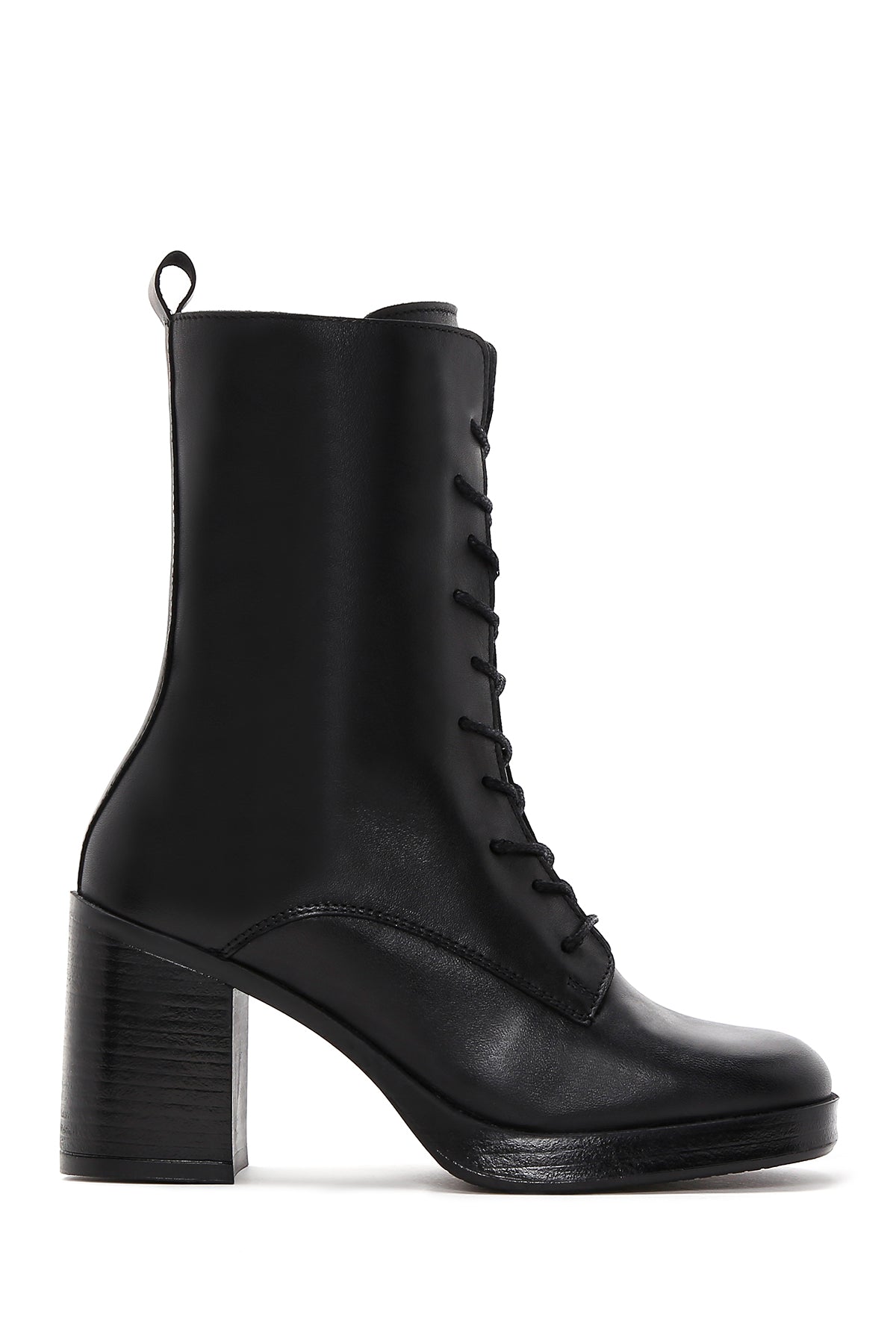 Women's Black Leather Heeled Boots 23WFD281618 | Derimod