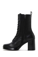 Women's Black Leather Heeled Boots | Derimod