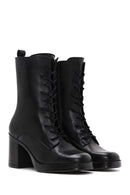Women's Black Leather Heeled Boots | Derimod