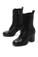 Women's Black Leather Heeled Boots | Derimod