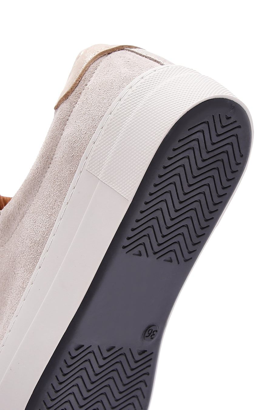 Kadın Bej Süet Deri Kalın Tabanlı Sneaker