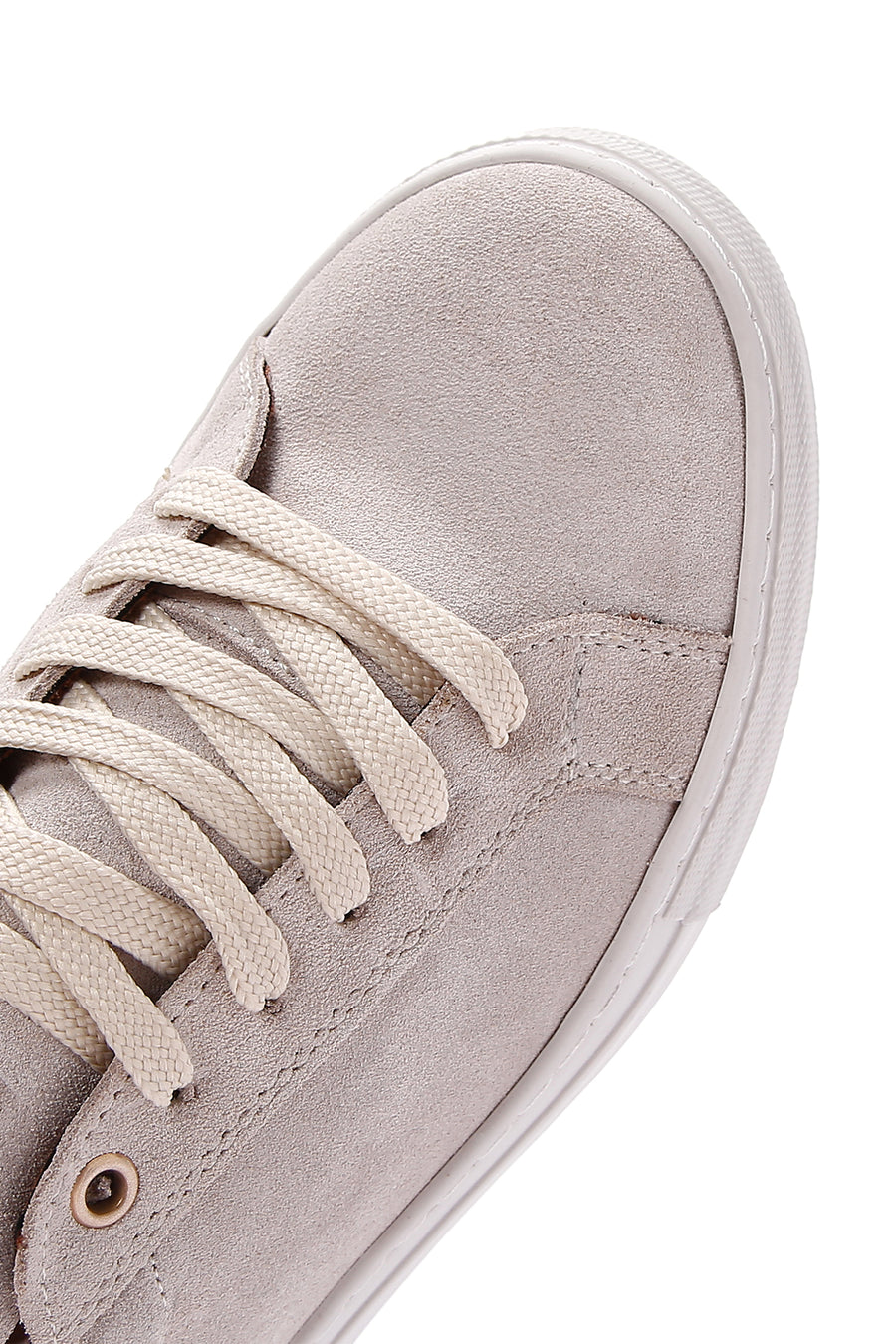 Kadın Bej Süet Deri Kalın Tabanlı Sneaker